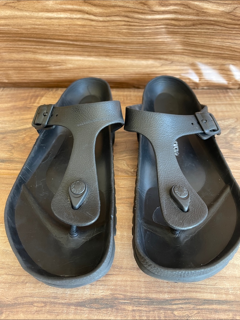 Pre-owned Birkenstock Gizeh EVA Black Sandals women’s41 -L10-M8 Thong Flip Flop